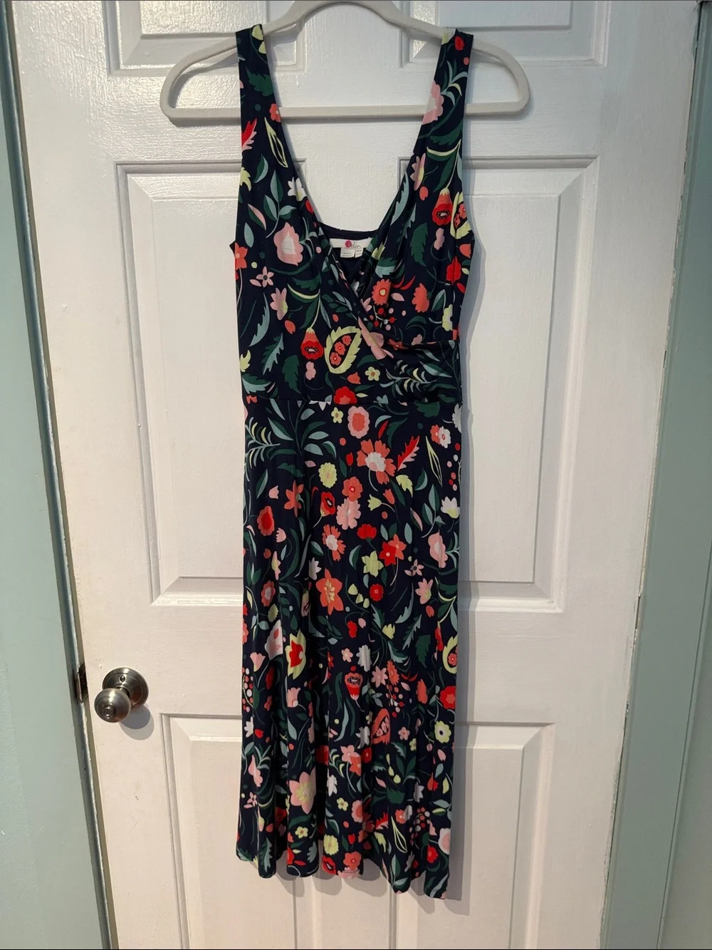 Boden Navy Floral Midi Dress with Multicolor Flowers - Picture 7 of 8